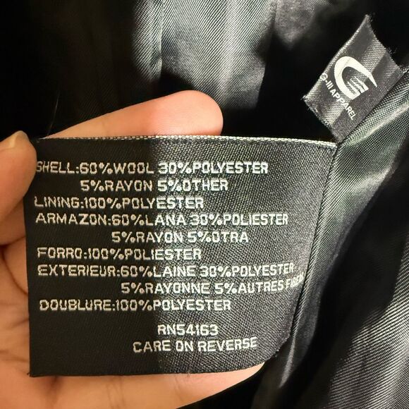 Nine West Black Long Sleeve Peacoat Jacket Size 2 Wool Blend Single Breasted - Picture 9 of 12